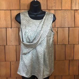 NWT Ann Taylor sleeveless faux wrap tan blouse